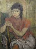 Ragazza seduta, sd 1950-’53,olio, Napoli, collezione privata